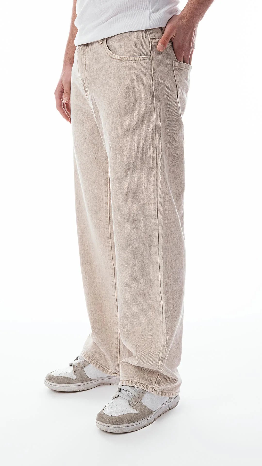Jeans Baggy Uomo Avorio – Fit Oversize, Denim Premium, Streetwear
