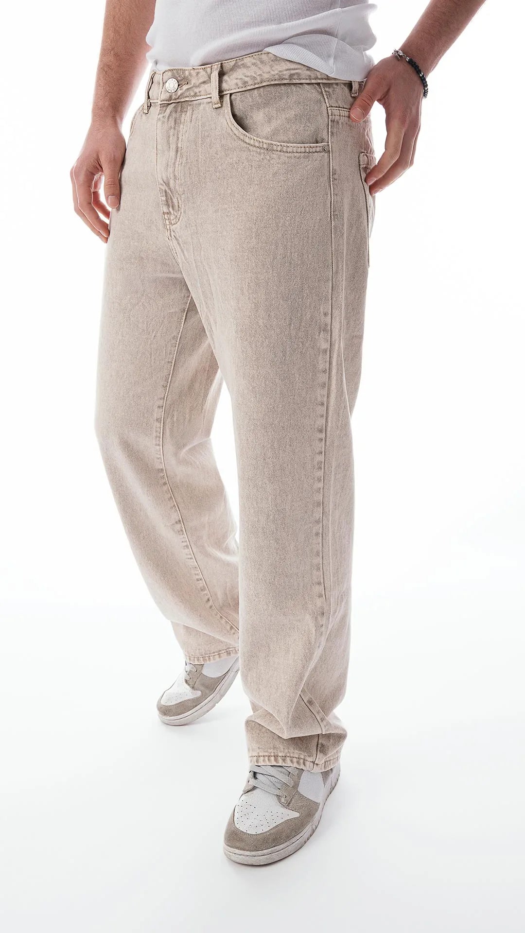 Jeans Baggy Uomo Avorio – Fit Oversize, Denim Premium, Streetwear