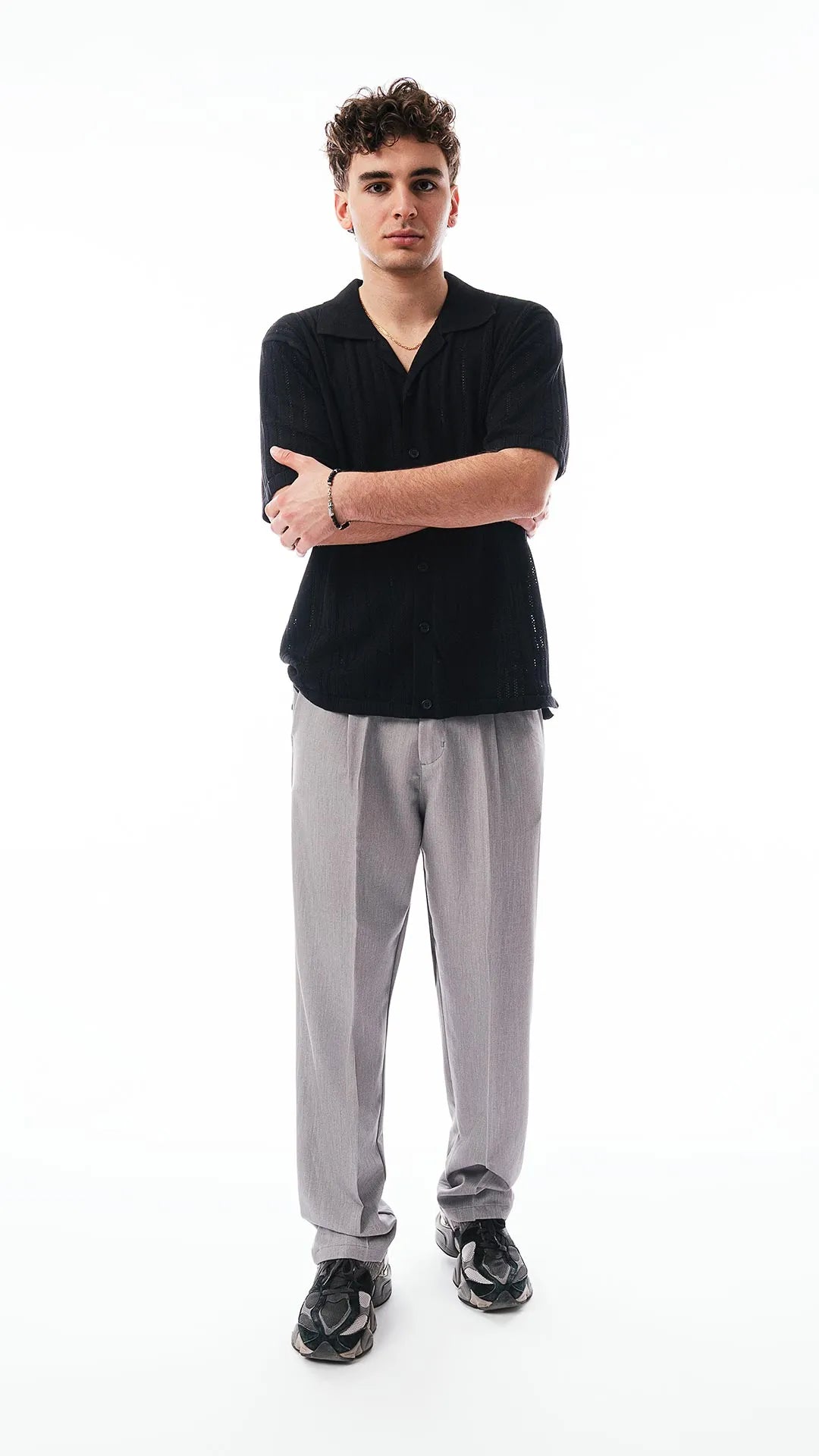 Pantalone Uomo Elegante Casual Grigio Medio – Fondo Ampio, Tessuto Leggero