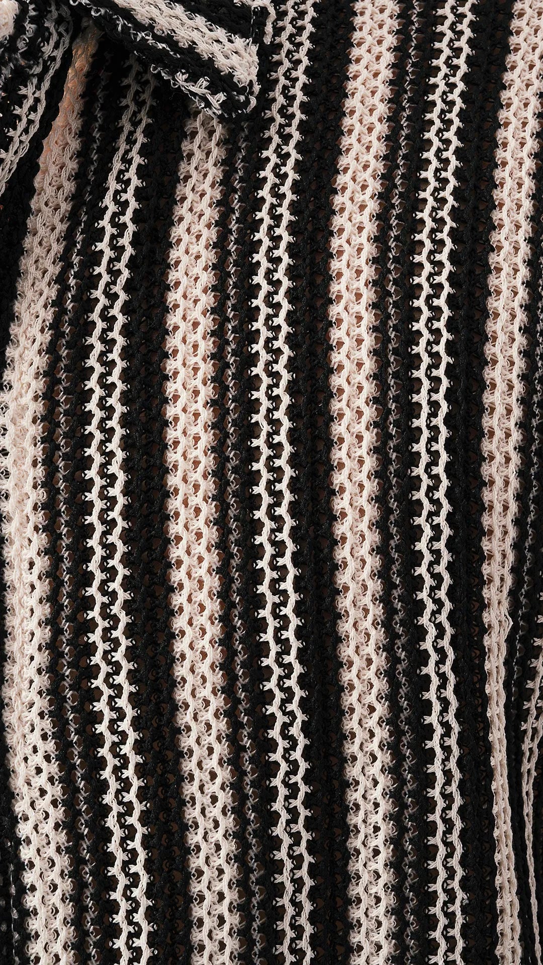 Camicia Uomo Écru e Nera – Stile Uncinetto, fantasia Verticale con Colletto alla Francese