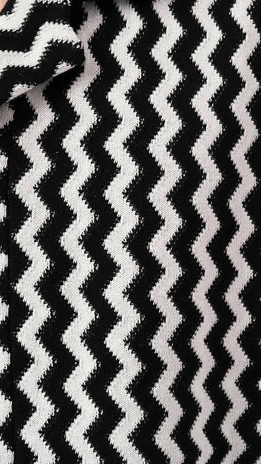 Camicia oversize fantasia wave in cotone a mezze maniche-  nero/bianco