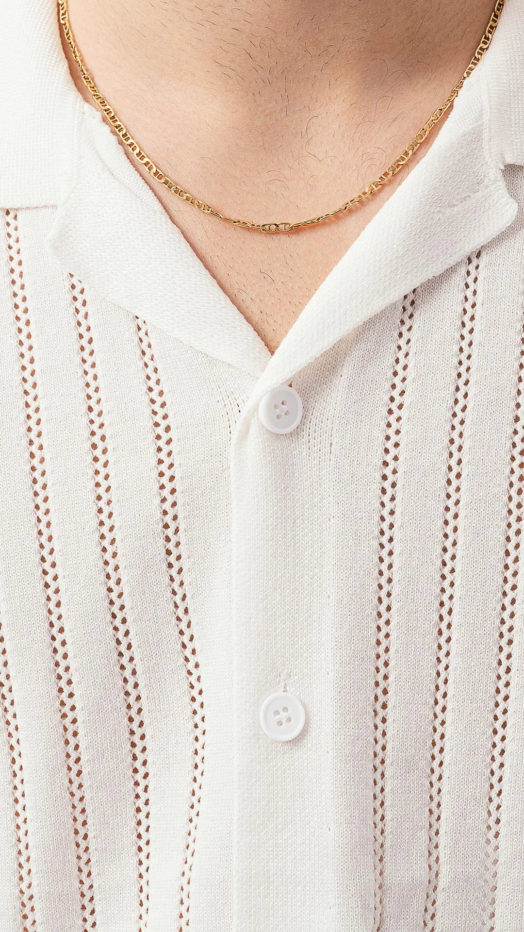 Camicia mezze maniche in tessuto traforato testurizzato - bianco ottico