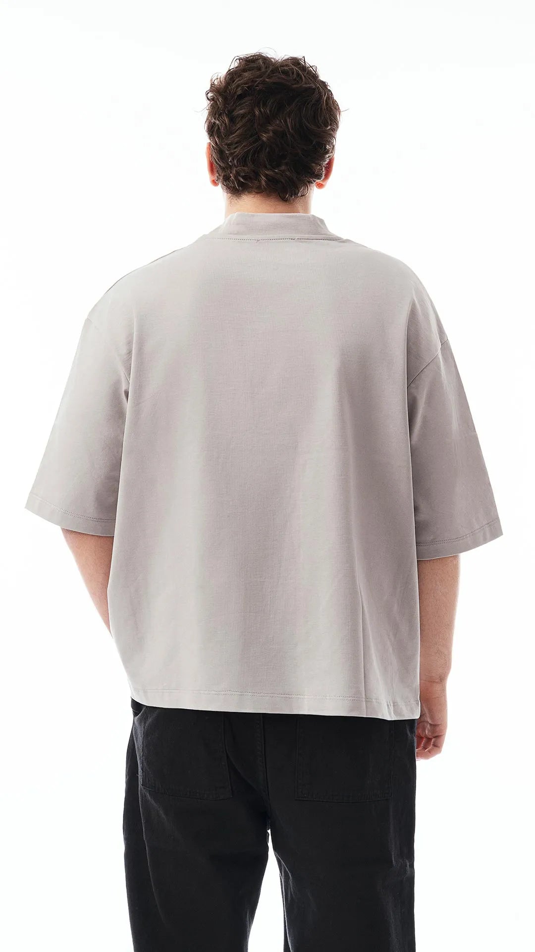 T-shirt Oversize Grigio Ghiaccio– Scollo a V – 100% Cotone Premium