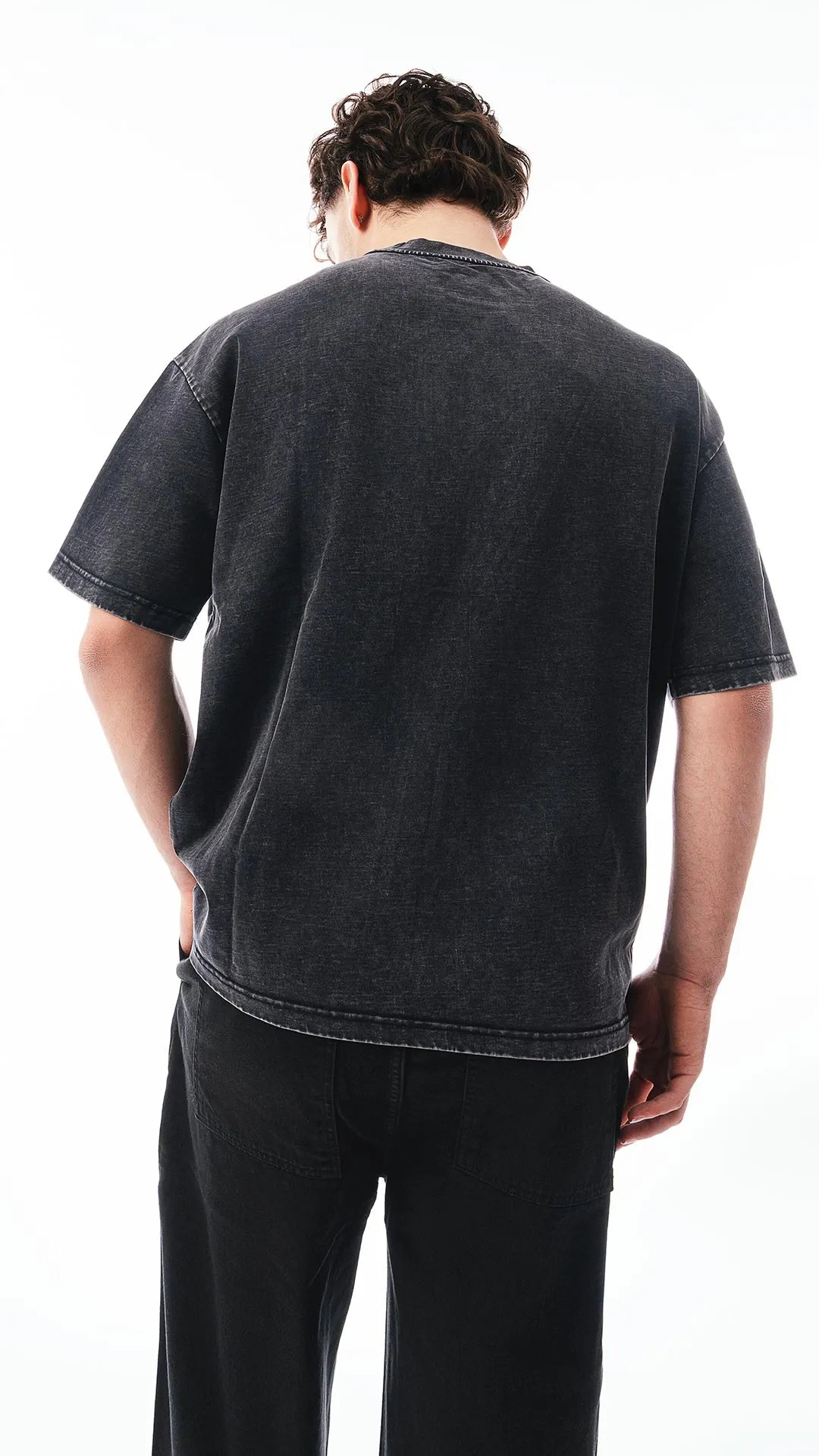 T-shirt Oversize Effetto Acido Grigio Scuro – 100% Cotone di Alta Qualità