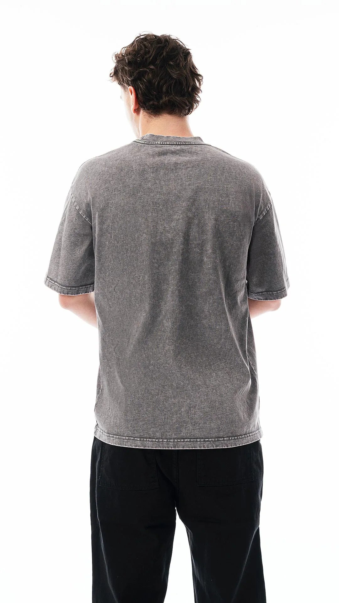T-shirt Oversize Effetto Acido Grigio Chiaro – 100% Cotone di Alta Qualità