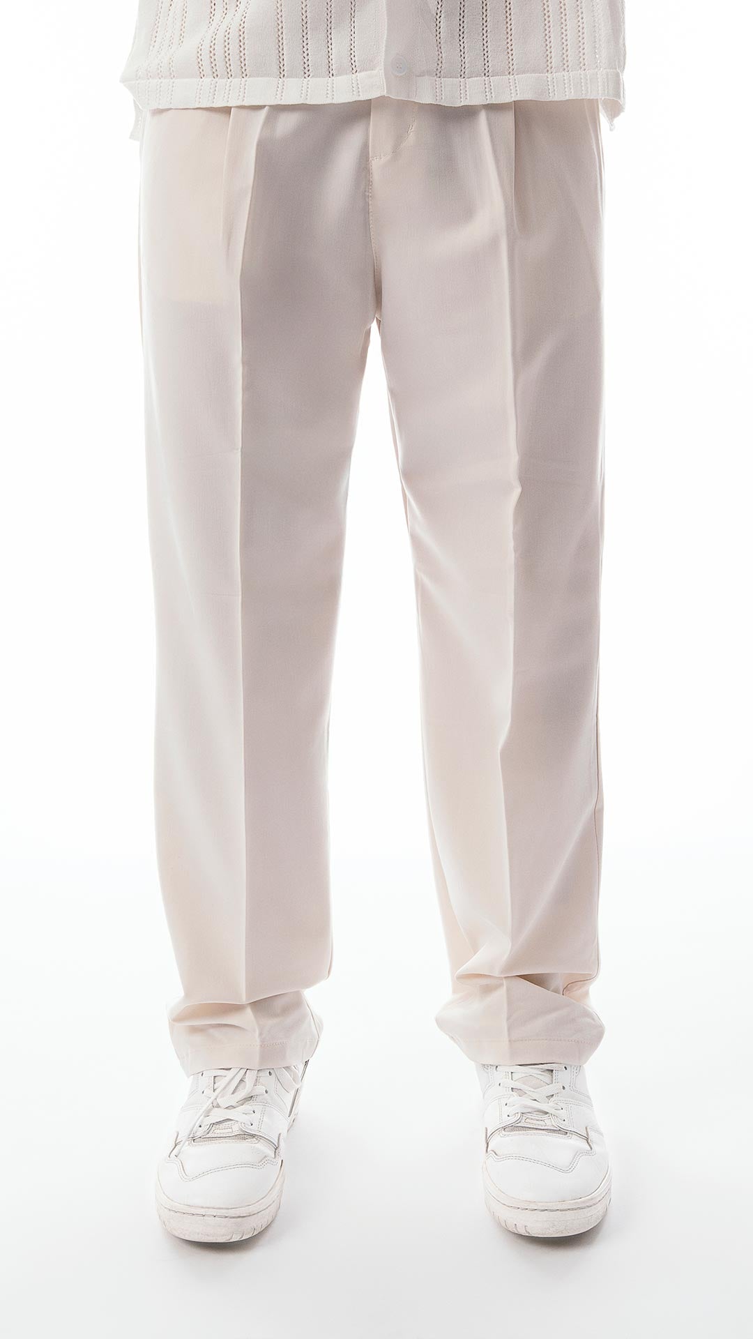 Pantalone Uomo Elegante Casual Beige Chiaro – Fondo Ampio, Tessuto Leggero