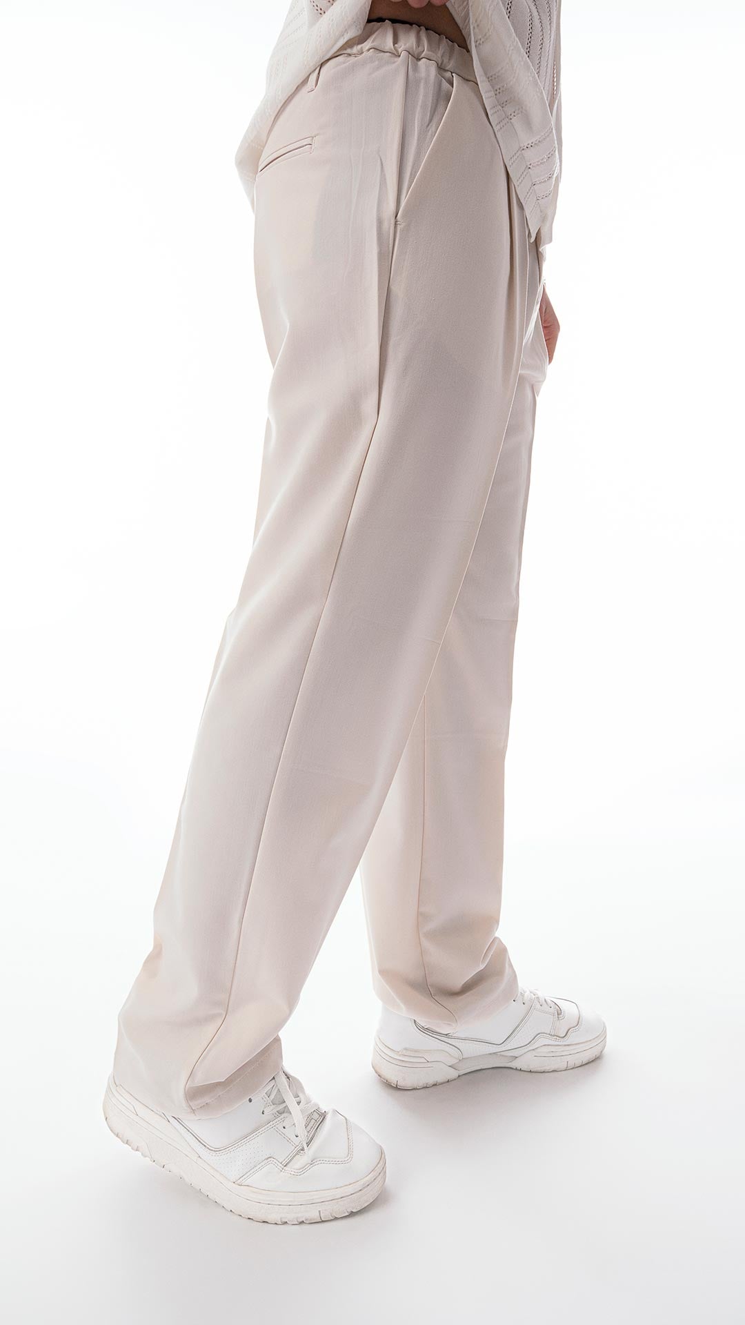 Pantalone Uomo Elegante Casual Beige Chiaro – Fondo Ampio, Tessuto Leggero